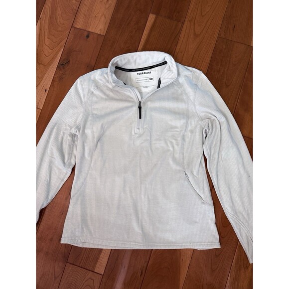 Terramar Climasense 1/4 Zip Pullover Womens Large Light Gray Thermal Grid Fleece - Picture 2 of 10
